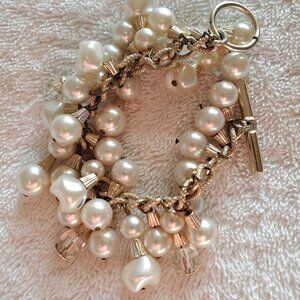 Silver bracelet with dangles pearls , wt. 37 grams ,  item# A-101